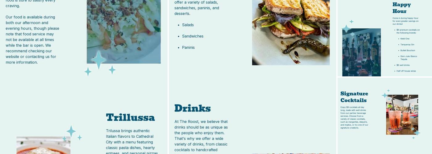 The Roost Lounge Menu