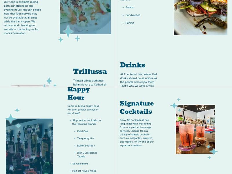 The Roost Lounge Menu