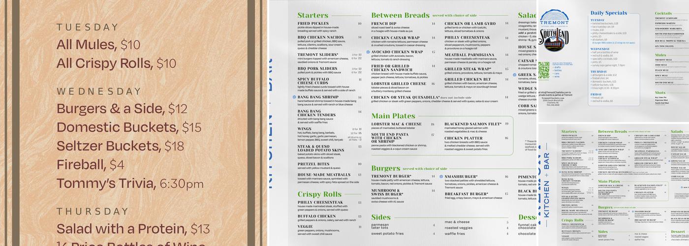 Tremont Menu