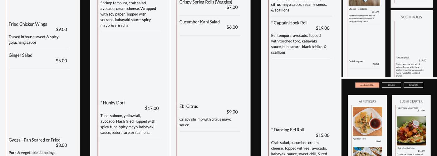 Tora Sushi & Bar Menu