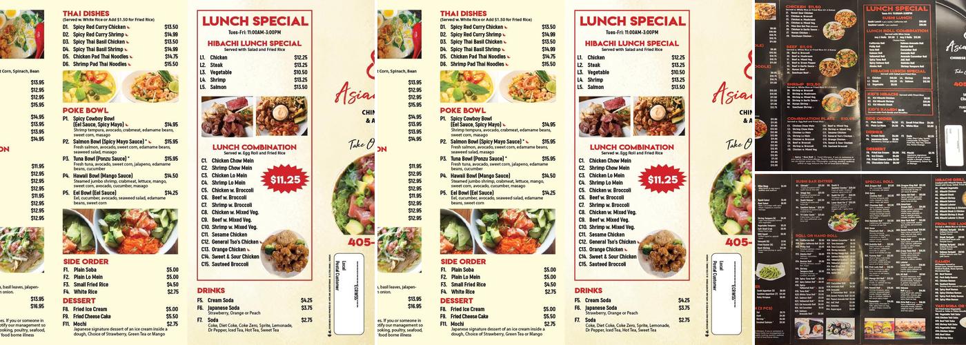 85 Asian Fusion Menu