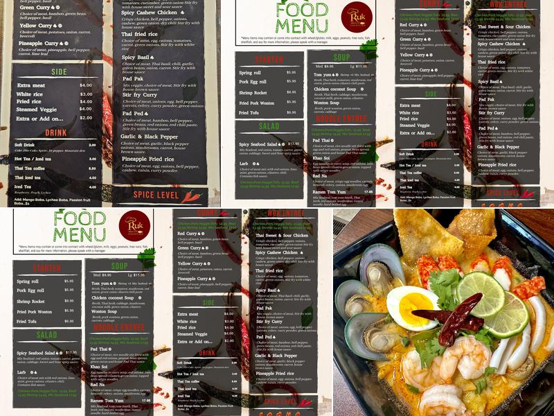Ruk Thai Kitchen Menu