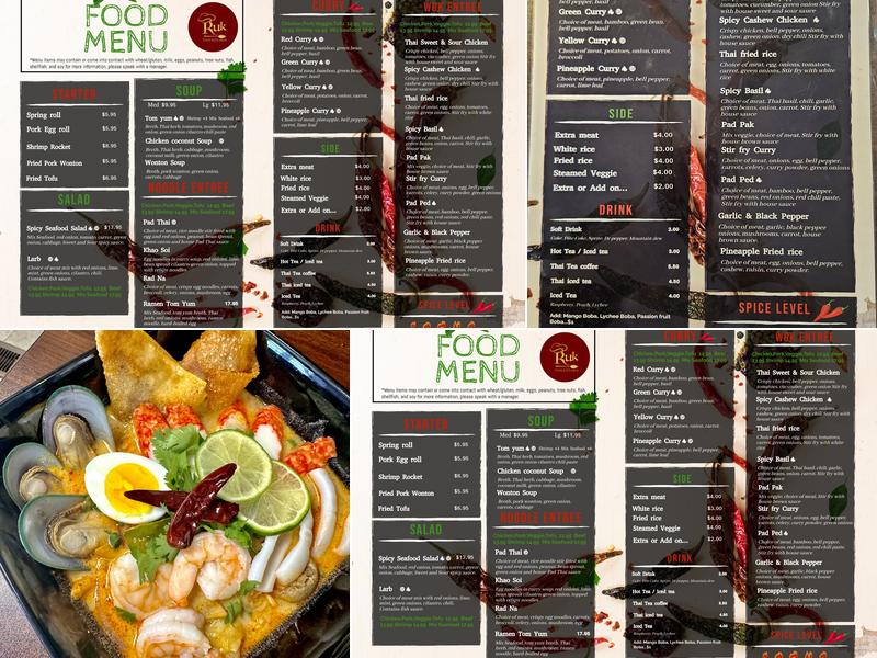 Ruk Thai Kitchen Menu