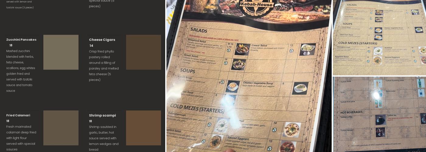 Sara’s Kebab House Menu