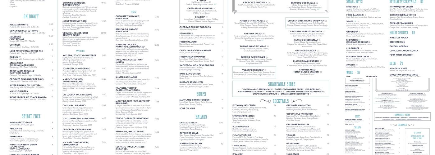 The Collective Offshore Menu