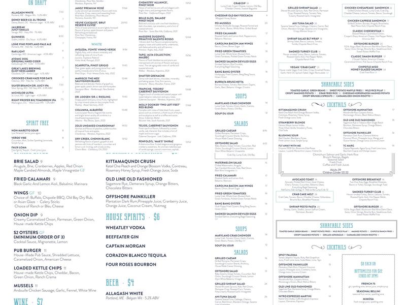 The Collective Offshore Menu