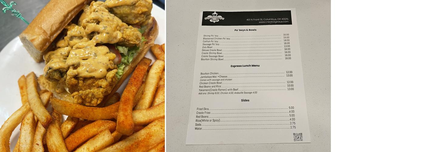 Creole 2 Geaux Menu