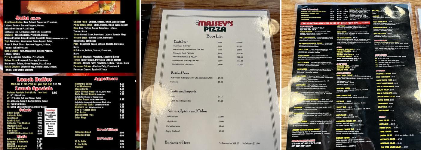 Massey's Pizza Menu