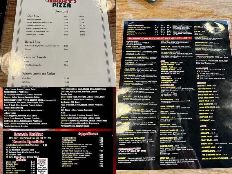 Massey's Pizza Menu