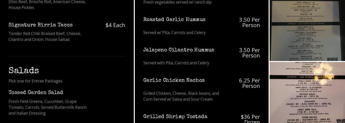 Blackbird Kitchen Menu