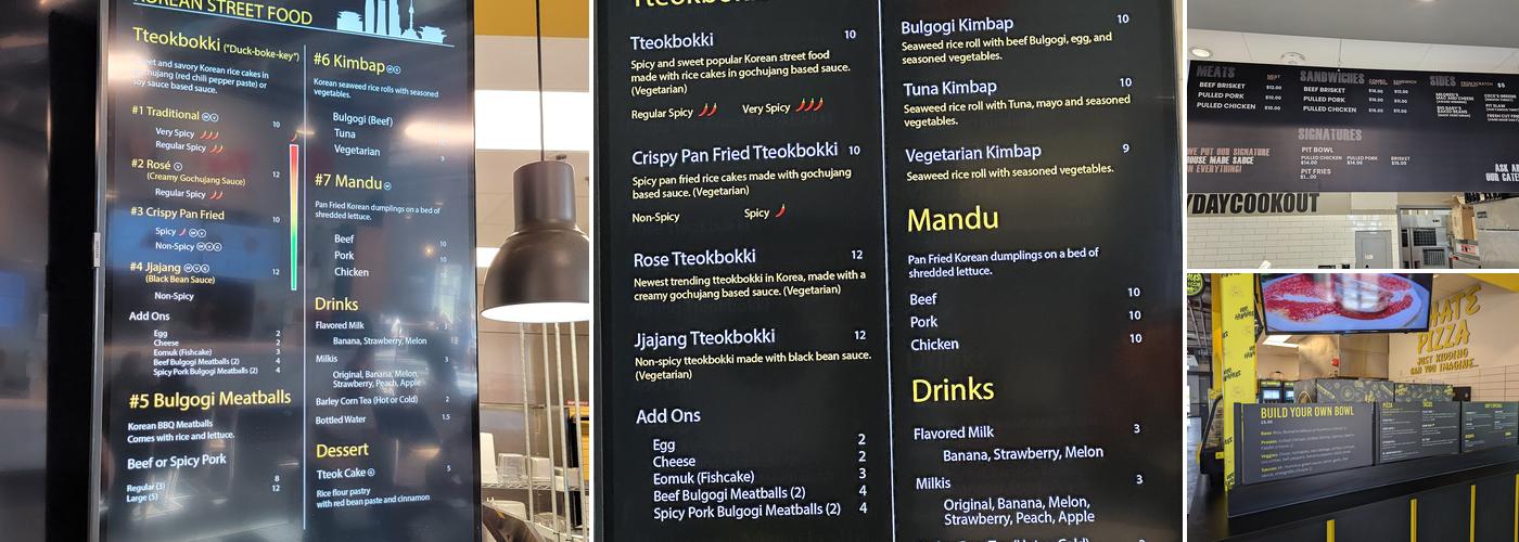 Bubbly Food Hall Menu