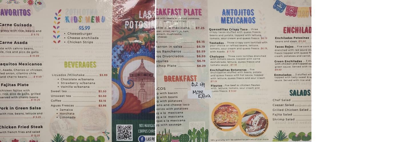 Las Potosinas Menu