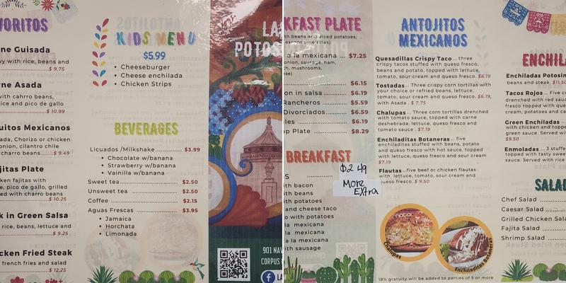 Las Potosinas Menu