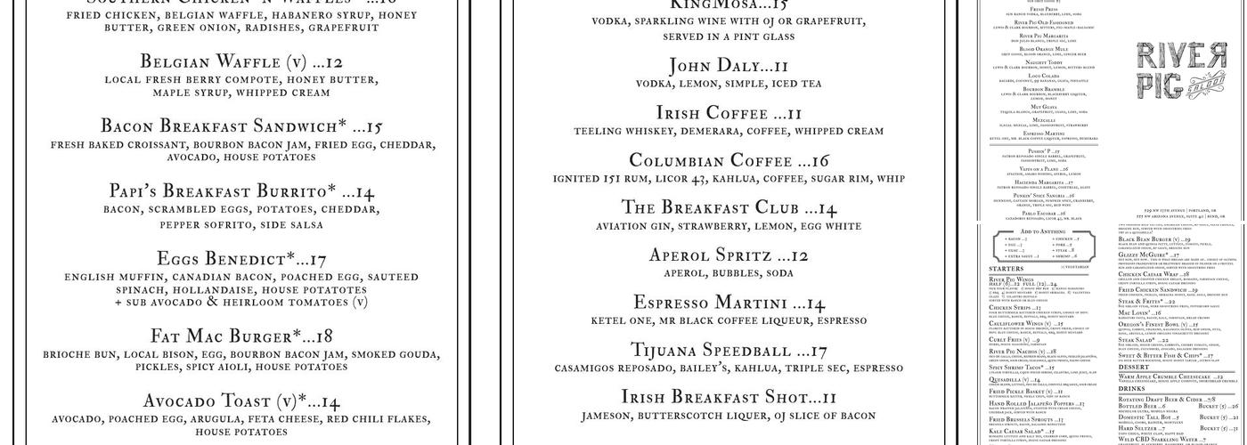 River Pig Saloon Menu