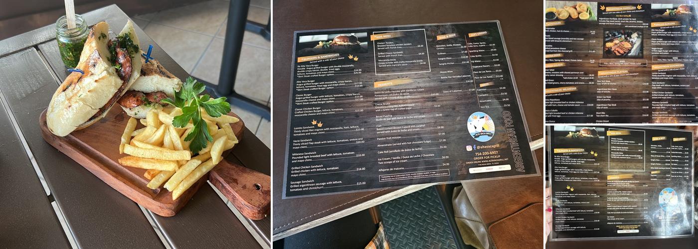 Alta Vaca Grill Argentinean Restaurant Menu