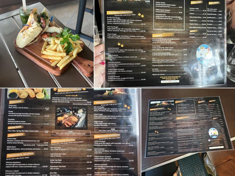 Alta Vaca Grill Argentinean Restaurant Menu