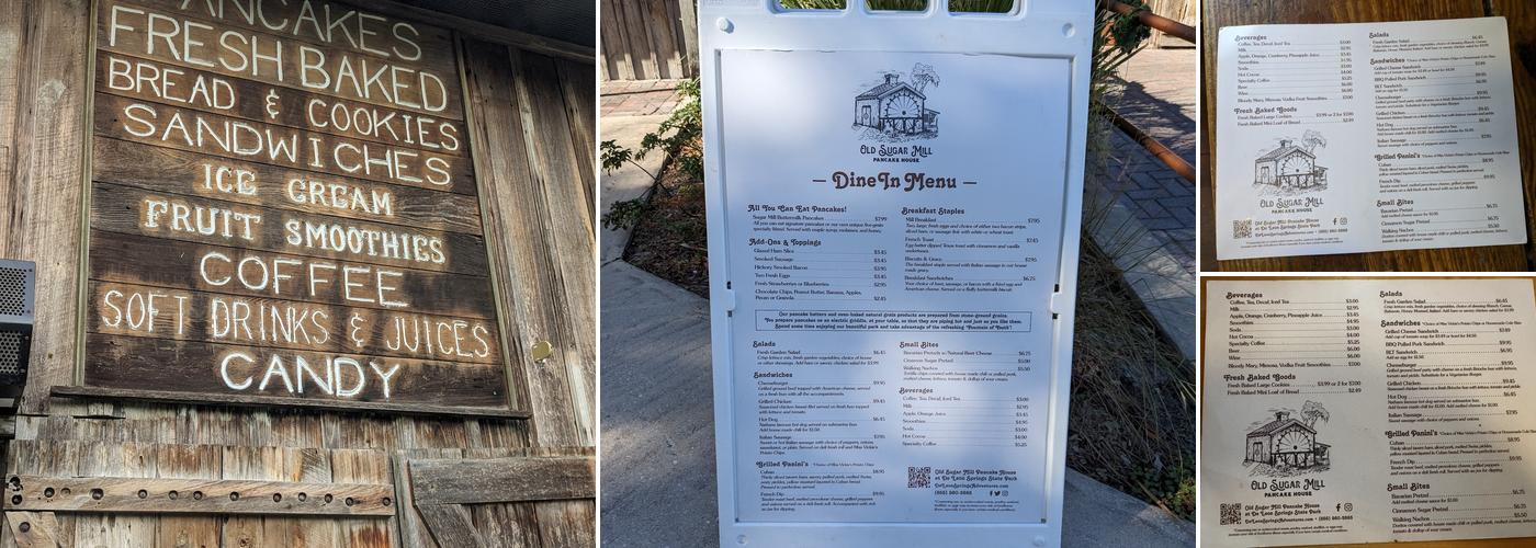 Old Sugar Mill Pancake House Menu