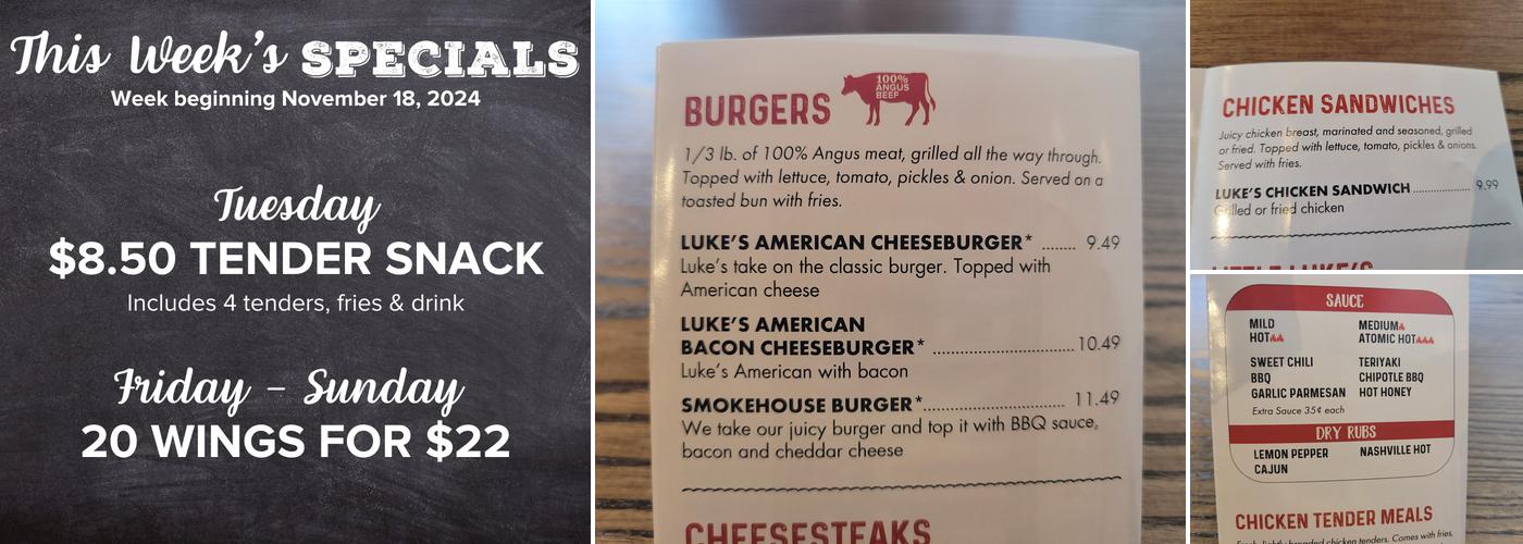 Buffalo Luke's Menu