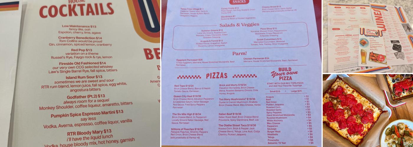 Red Tops Rendezvous Menu