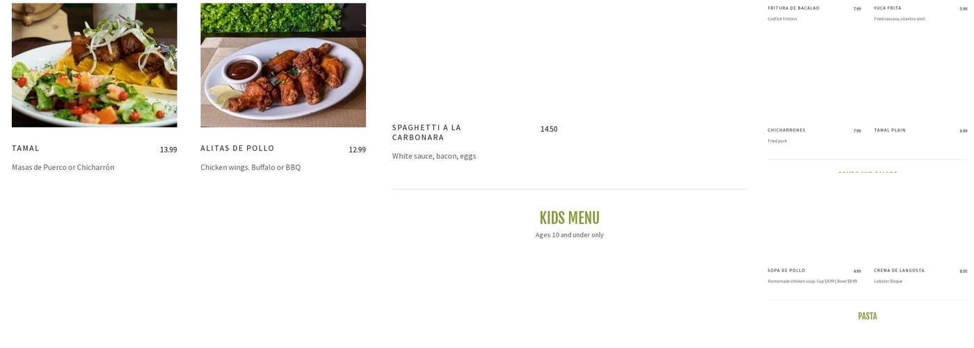 Guayaba Restaurant - Doral Menu