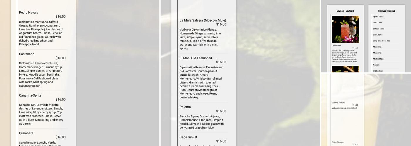 El Maní Restaurant & Salsa Bar Menu