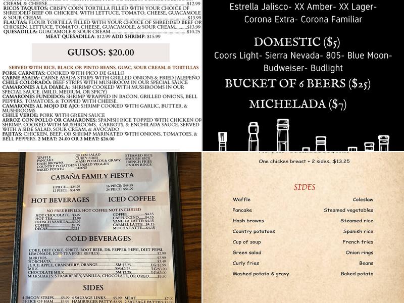 La Cabaña Menu
