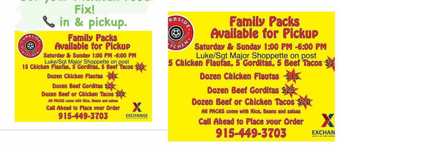 Curbside Kitchen Menu