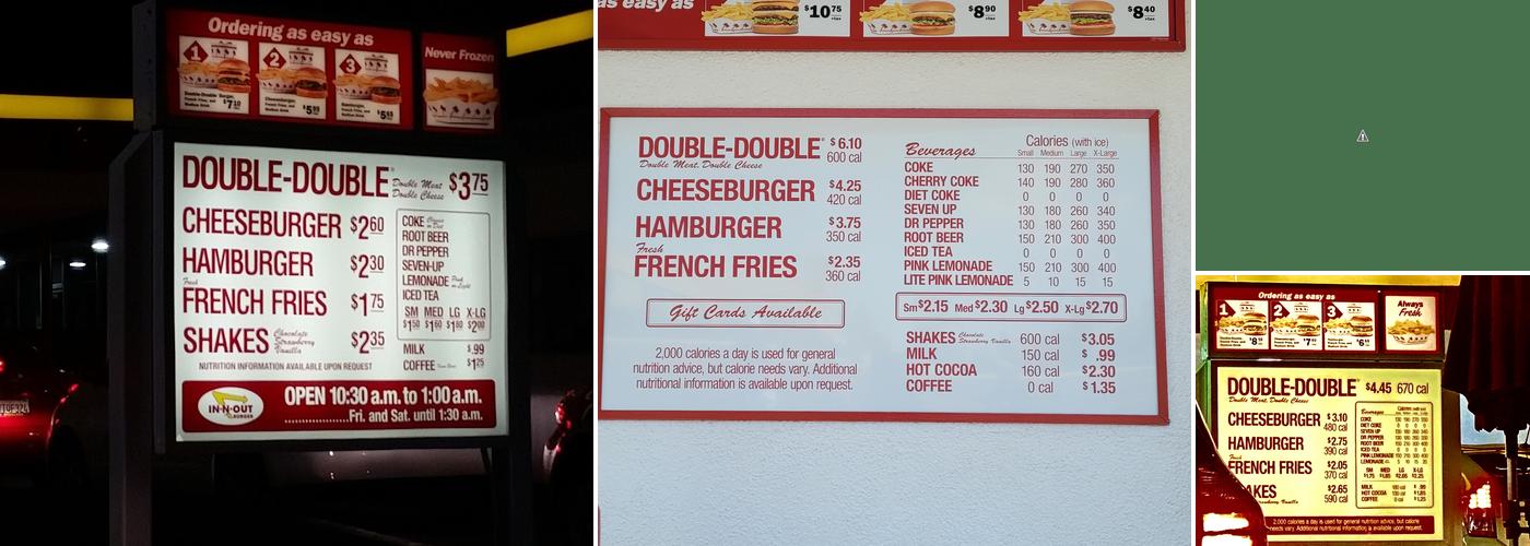 In-N-Out Burger Menu