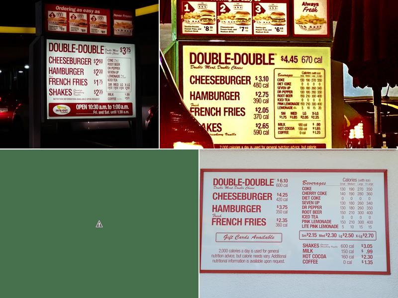 In-N-Out Burger Menu