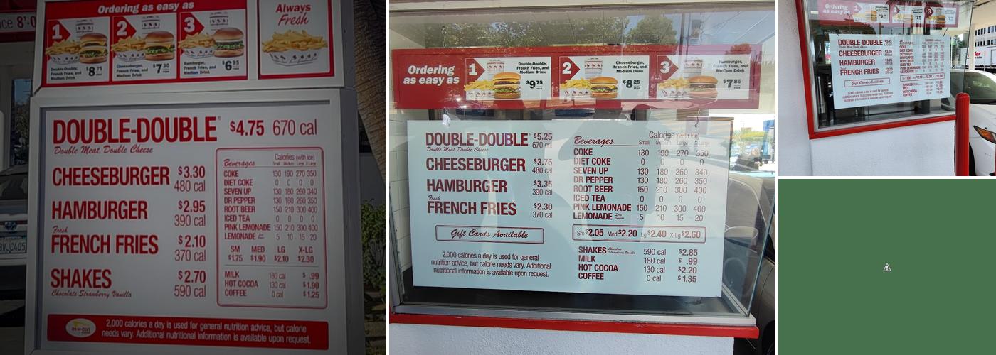 In-N-Out Burger Menu
