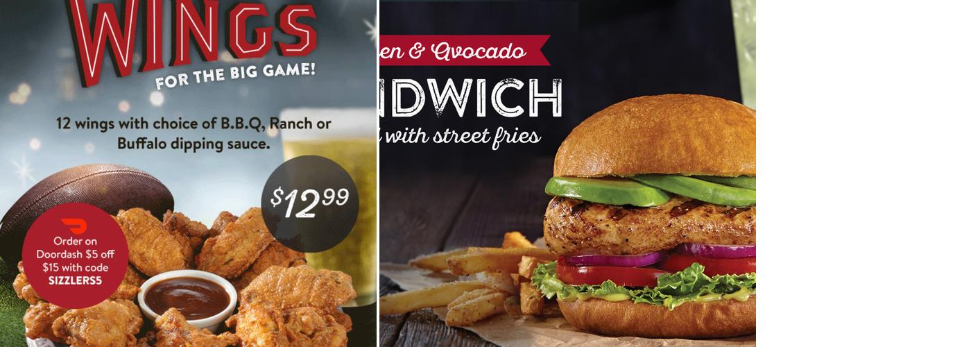 Sizzler - Outdoor Seating Available Menu