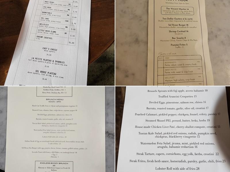 Sel Rrose Menu