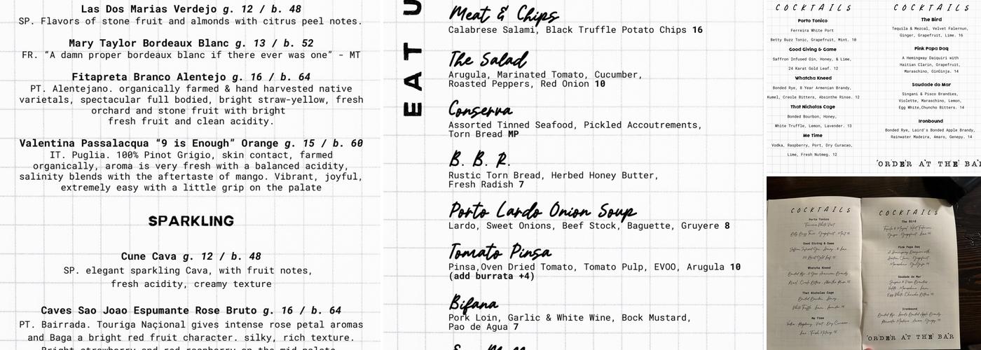 Grace & Proper Menu