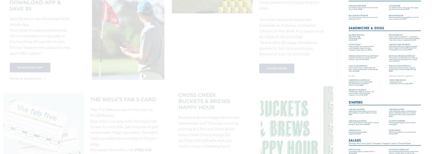 Ranch Grill at Encinitas Ranch Golf Course Menu