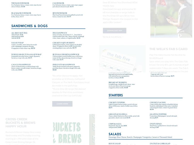 Ranch Grill at Encinitas Ranch Golf Course Menu