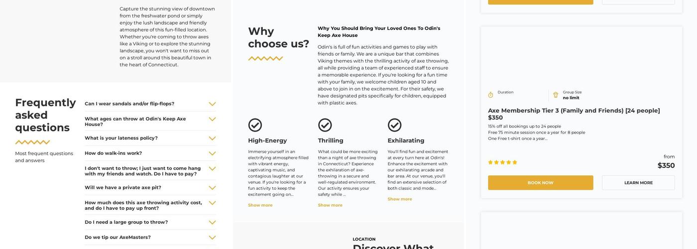 Odin's Keep Axe House Menu