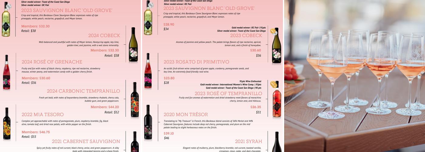 Mia Marie Vineyards Menu