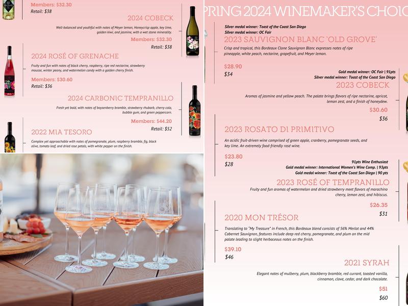 Mia Marie Vineyards Menu