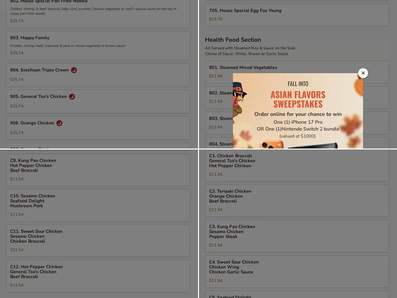 Great Wall Express Menu