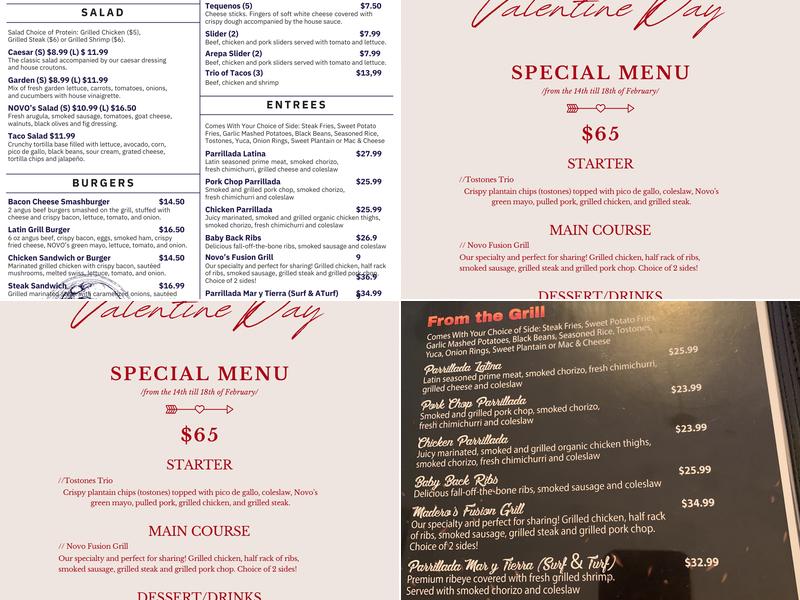 Novo Bar & Grill Menu