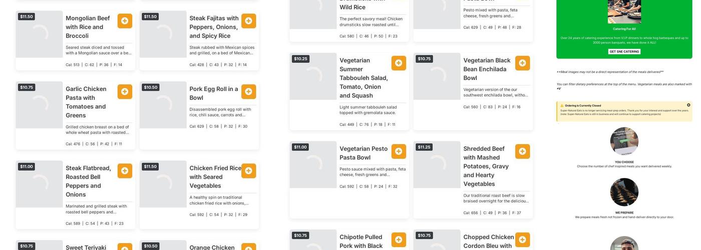 Super-Natural Eats LLC Menu