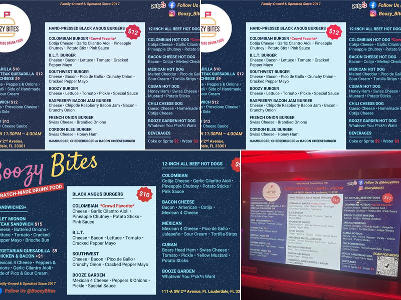 Boozy Bites Menu