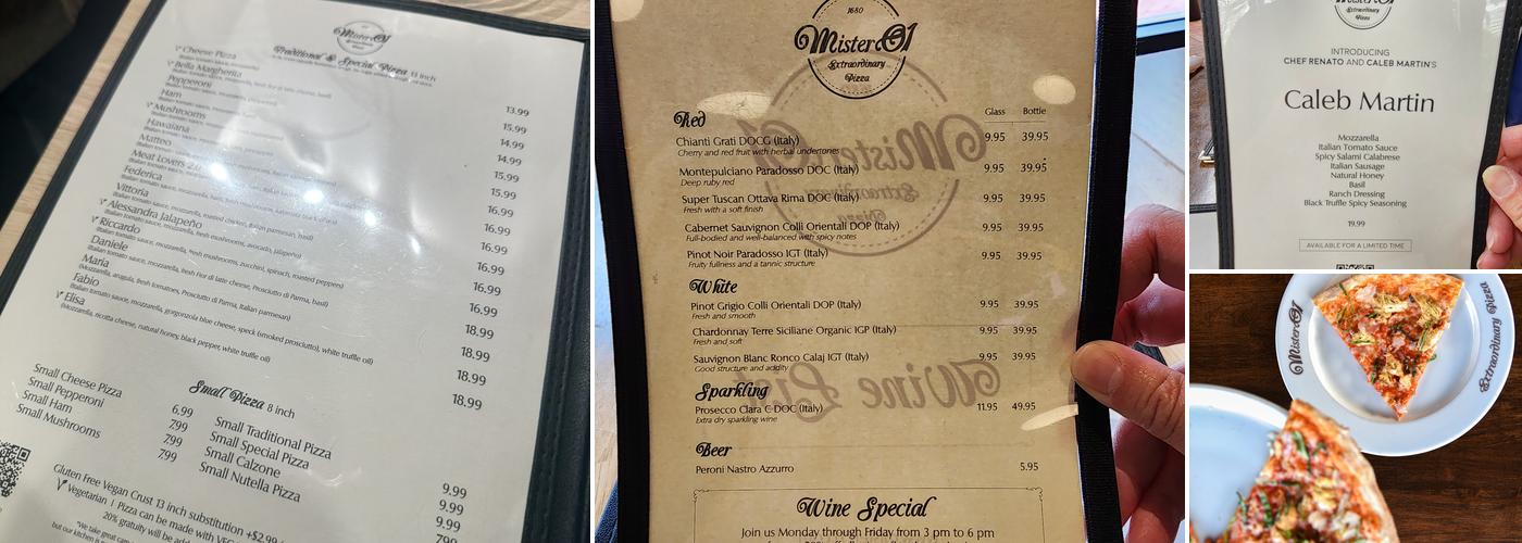 Mister O1 Pizza - Ft Lauderdale Menu