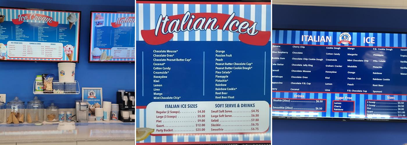 Uncle Louie G Italian Ices & Ices Cream Menu