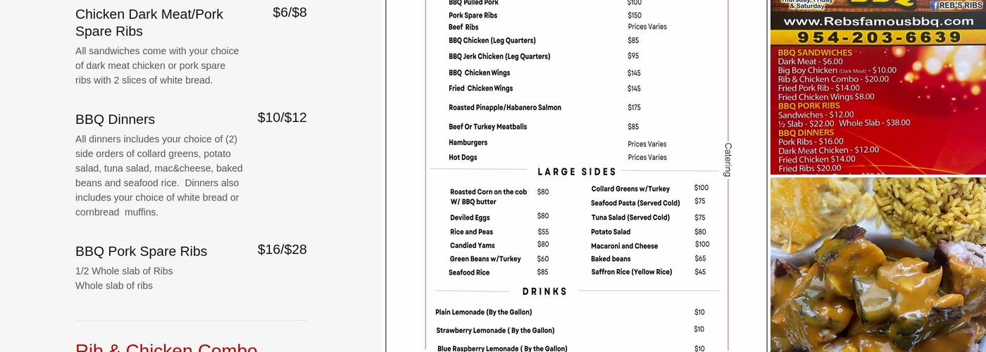 Reb’s Famous BBQ Menu