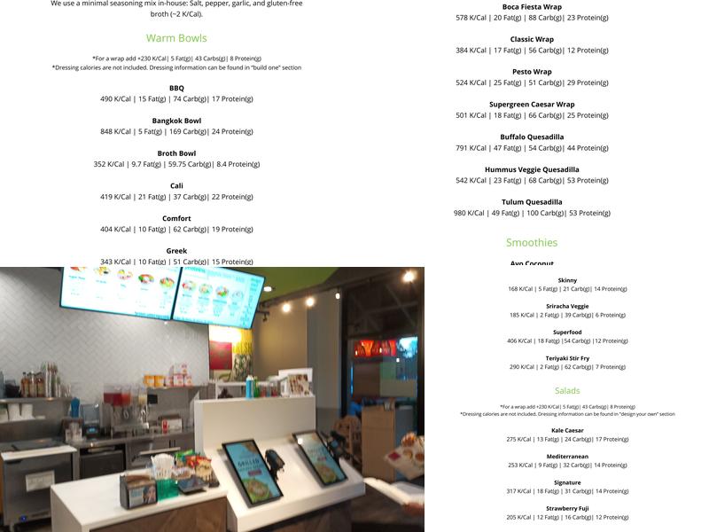 SoFresh Menu