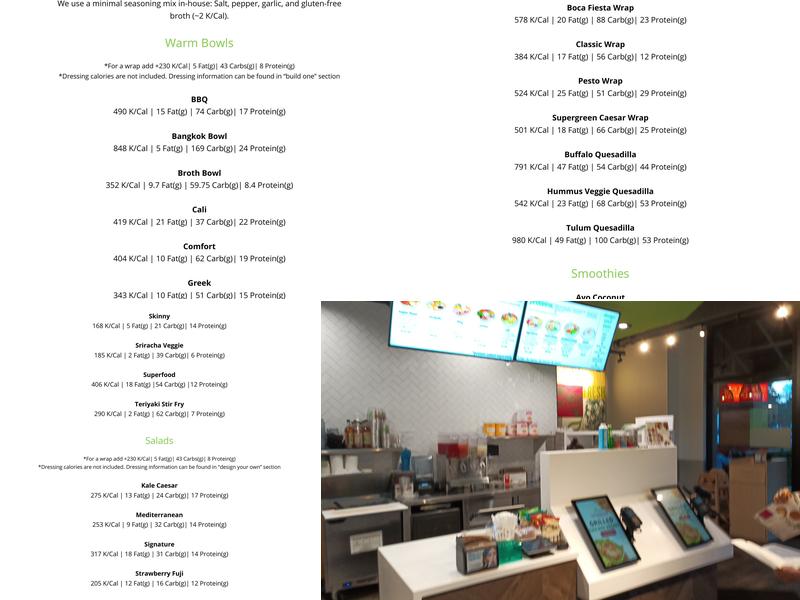SoFresh Menu