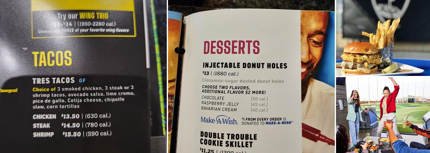 Topgolf Menu