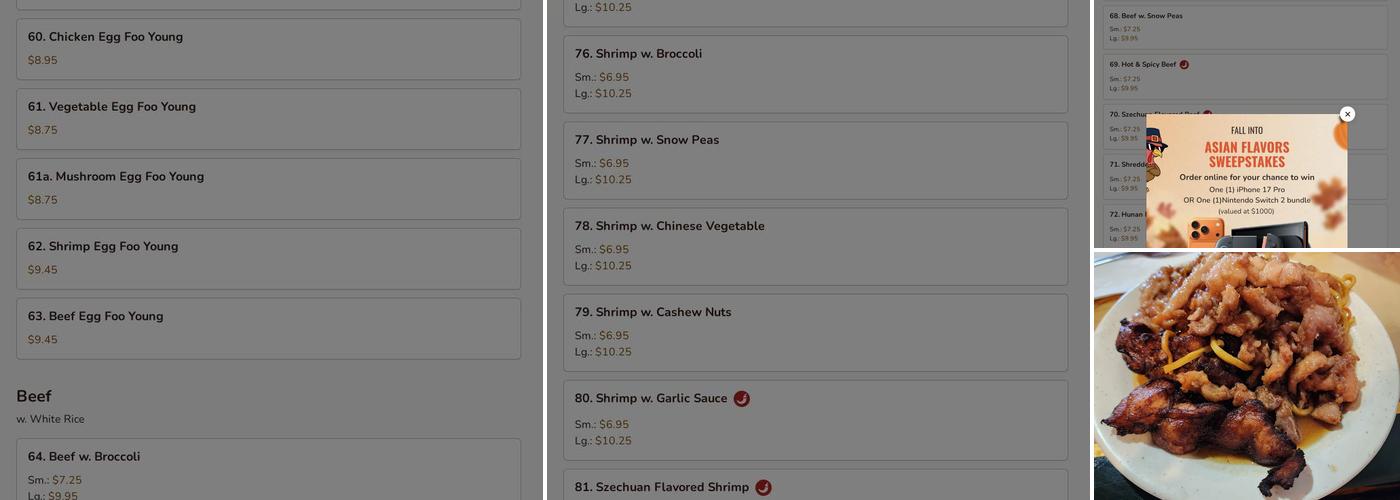 China Buffet Menu