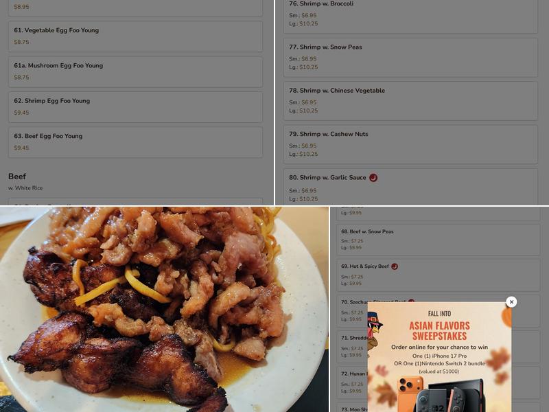 China Buffet Menu